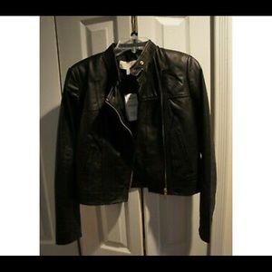 Michael KORS - black leather jacket - size XS -